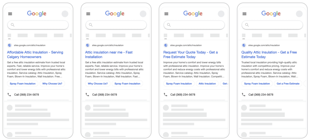Google Ads for Home Insulation - Google Ads Search mobile